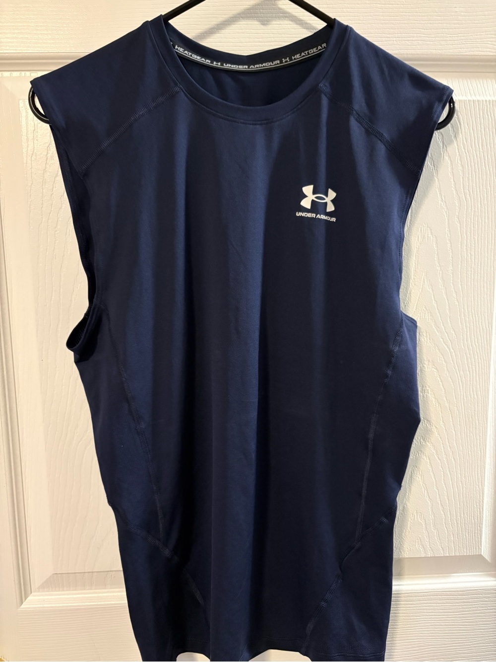 Under Armour Navy & White HeatGear Compression Tank Top